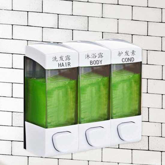 Bathroom Triple Shower Gel Body Lotion Conditioner Shampoo Liquid Soap Dispenser