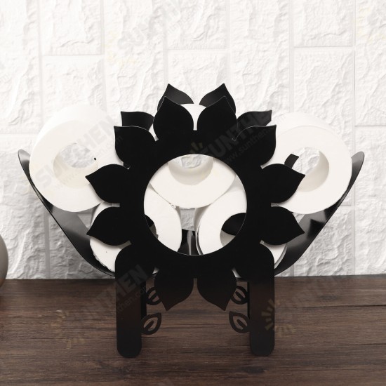 Black Cow Elk Sun Flower Toilet Roll Holder Paper Bathroom Standing Storage