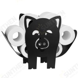Black Toilet Paper Holder Metal Pig Shape Tissue Storage Rack Black Toilet Paper Holder Metal Pig Shape Tissue Storage Rack