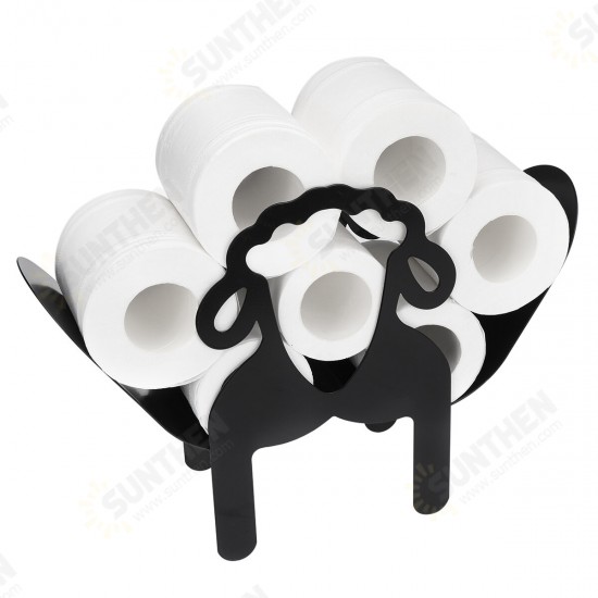 Black Toilet Paper Holder Metal Sheep Shape Tissue Storage Rack