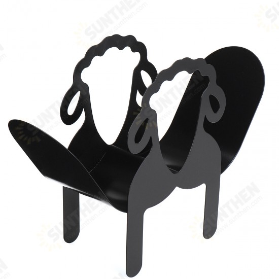 Black Toilet Paper Holder Metal Sheep Shape Tissue Storage Rack