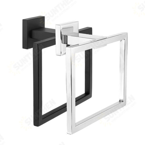 Chrome Modern Bathroom Wall Accessories Square Towel Ring Holder Rack