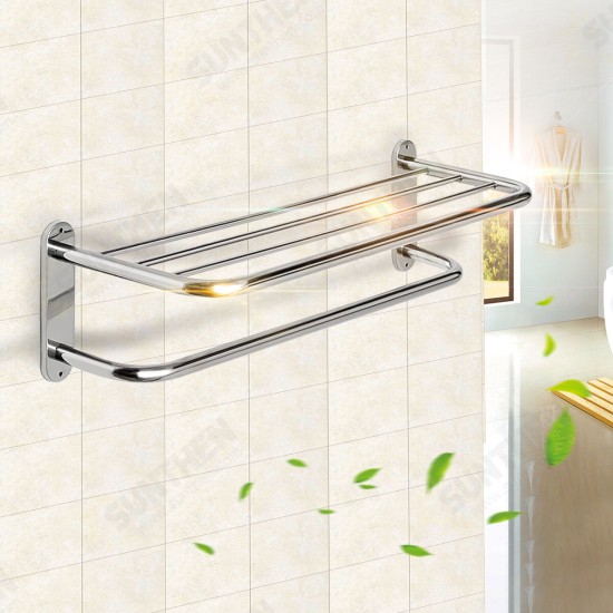 Chrome Stylish Bathroom Wall Mounted Towel Rail Holder Shelf Storage Rack