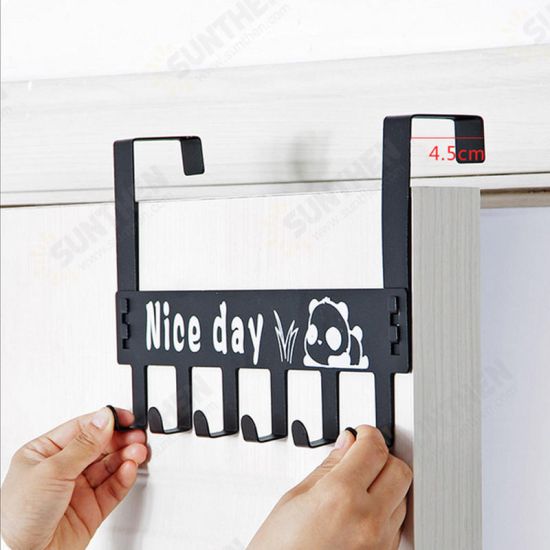 Detachable 6 Hooks Door Hanger Cartoon Clothes Bags Organizer Wall Hanging Storage Rack Holder Hook