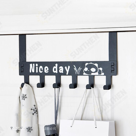 Detachable 6 Hooks Door Hanger Cartoon Clothes Bags Organizer Wall Hanging Storage Rack Holder Hook