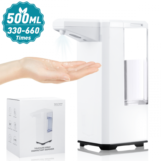 500ml Automatic Induction Alcohol Spray Hand Sanitizer Dispenser Humanized Design IPX4 Waterproof Touchless Soap Dispenser