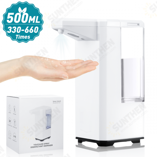 500ml Automatic Induction Alcohol Spray Hand Sanitizer Dispenser Humanized Design IPX4 Waterproof Touchless Soap Dispenser