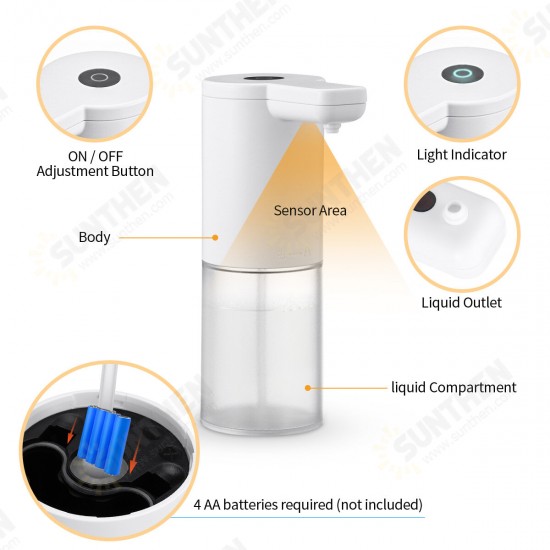 280ml Automatic Contactless Soap Dispenser 280ml Smart Touchless Soap Disinfectant Dispenser