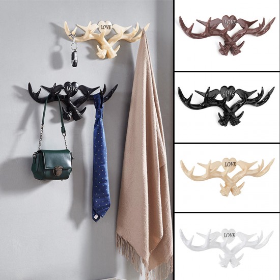 Love Vintage Deer Antler Wall Hanger Decoration Coat Hook And Hat Rack 4 Color Holder