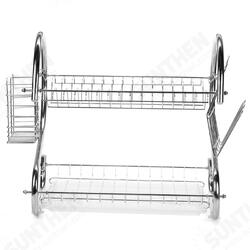 Multifunction 2 Tier Kitchen Dish Cutlery Drainer Rack Drip Tray Plate Holder Drain Shelf
