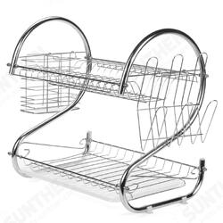 Multifunction 2 Tier Kitchen Dish Cutlery Drainer Rack Drip Tray Plate Holder Drain Shelf