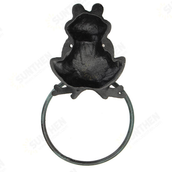 Rustic Industrial Tap Rings Rack Wrought Iron Vintage Round Hanging Black Metal Towel Holder Bathroom Kitchen Hanger