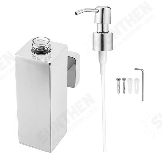 Stainless Steel Hand Soap Dispenser Liquid Bottle Holder Wall Mounted Bathroom Storage