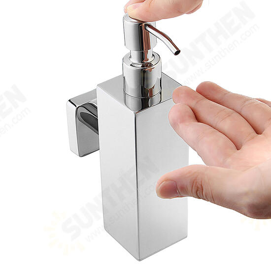 Stainless Steel Hand Soap Dispenser Liquid Bottle Holder Wall Mounted Bathroom Storage