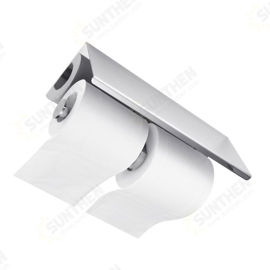 Stainless Steel Toilet Paper Double Roll Holder Bathroom Wall Mount Paper Shelf Holder Home