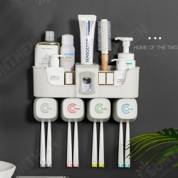 Toothbrush Holder Mulitfunction Wall Toothpaste Squeezer Dispenser for Bathroom Accessories Storage Rack Toothbrush Holder Mulitfunction Wall Toothpaste Squeezer Dispenser for Bathroom Accessories Storage Rack
