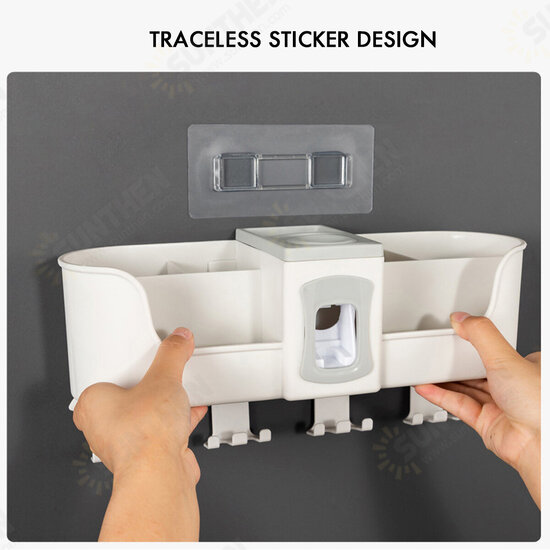 Toothbrush Holder Mulitfunction Wall Toothpaste Squeezer Dispenser for Bathroom Accessories Storage Rack