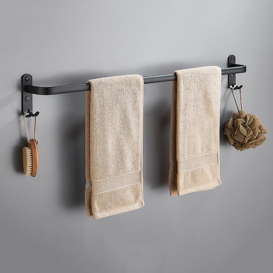 Towel Hanger Wall Mounted 30-50 CM Towel Rack Bathroom Aluminum Black Towel Bar