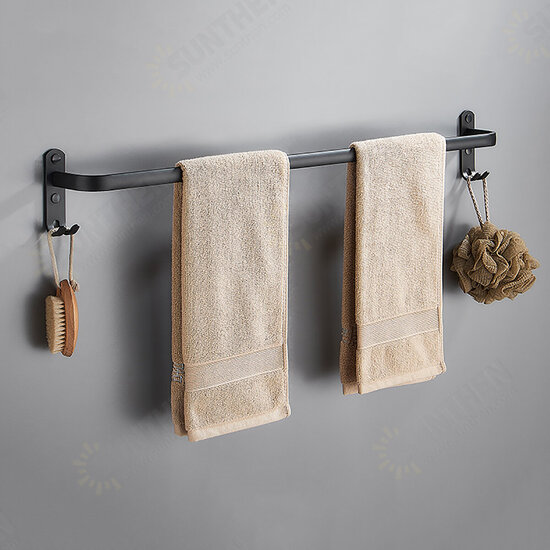 Towel Hanger Wall Mounted 30-50 CM Towel Rack Bathroom Aluminum Black Towel Bar