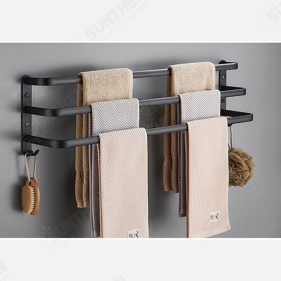 Towel Hanger Wall Mounted 30-50 CM Towel Rack Bathroom Aluminum Black Towel Bar