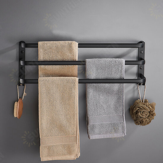 Towel Hanger Wall Mounted 30-50 CM Towel Rack Bathroom Aluminum Black Towel Bar