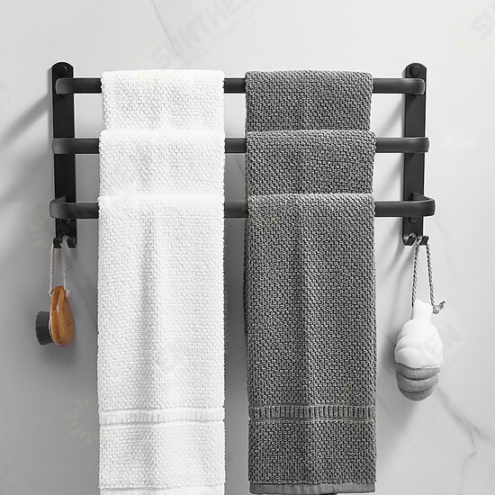 Towel Hanger Wall Mounted 30-50 CM Towel Rack Bathroom Aluminum Black Towel Bar