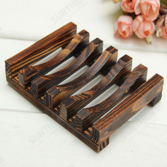 10.8x8x2.5cm Wooden Handmade Bathroom Soap Dish Sink Sponge Holder Sundries Rack