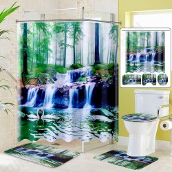 1/3/4Pcs Shower Curtain Bath Mat Toilet Lid Bath Carpet Bath Rugs Carpet 1/3/4Pcs Shower Curtain Bath Mat Toilet Lid Bath Carpet Bath Rugs Carpet