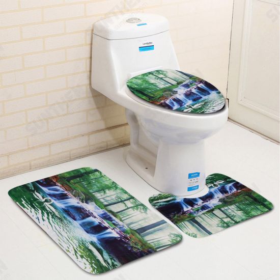 1/3/4Pcs Shower Curtain Bath Mat Toilet Lid Bath Carpet Bath Rugs Carpet