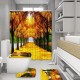 180X180CM Forest Waterproof Shower Curtain Bathroom Toilet Lid Seat Cover Bath Mat Pad Set