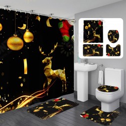 180x180 Waterproof Christmas Elk Shower Curtain Set Non-slip Bath Mat Toilet Lid Cover Floor Mat Set 180x180 Waterproof Christmas Elk Shower Curtain Set Non-slip Bath Mat Toilet Lid Cover Floor Mat Set