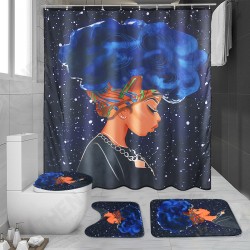 180x180CM African Afro Woman Waterproof Shower Curtain Anti-slip Bath Floor Mat 180x180CM African Afro Woman Waterproof Shower Curtain Anti-slip Bath Floor Mat