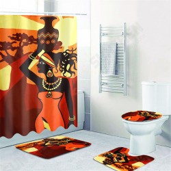 180x180CM African Women Waterproof Shower Curtain Set with Rugs Non-Slip Bathroom Mat Toilet Rug Bath Mat Set 180x180CM African Women Waterproof Shower Curtain Set with Rugs Non-Slip Bathroom Mat Toilet Rug Bath Mat Set