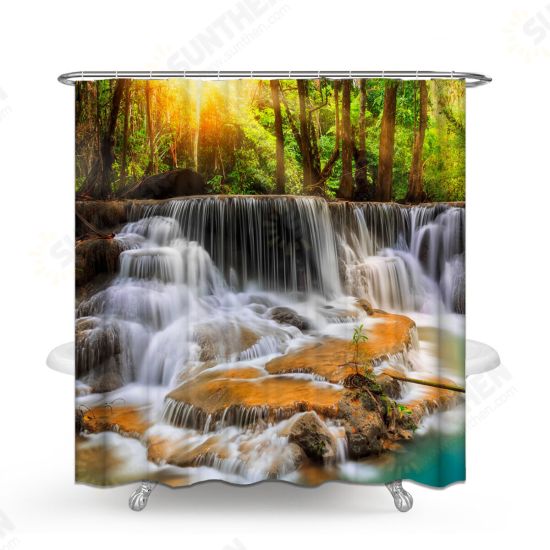 180x180CM Waterfall Printing Waterproof 3PCS Toilet Cover Mat Non-Slip Rug Set