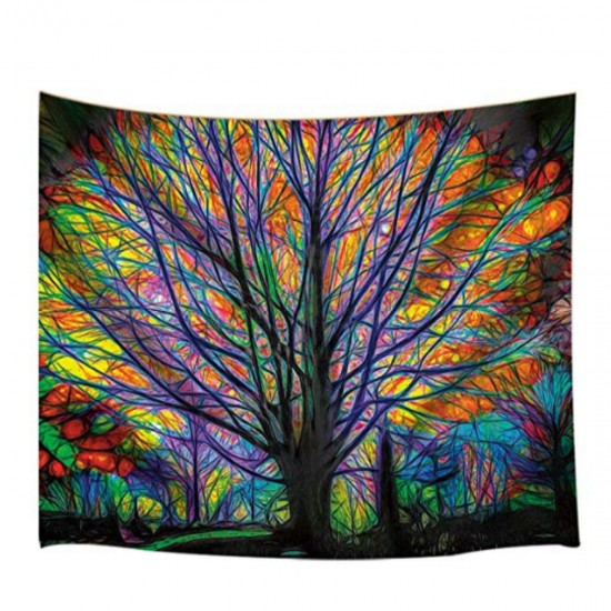 180x180cm Colorful Tree Leaves Waterproof Bathroom Shower Curtain w/ 12 Hooks
