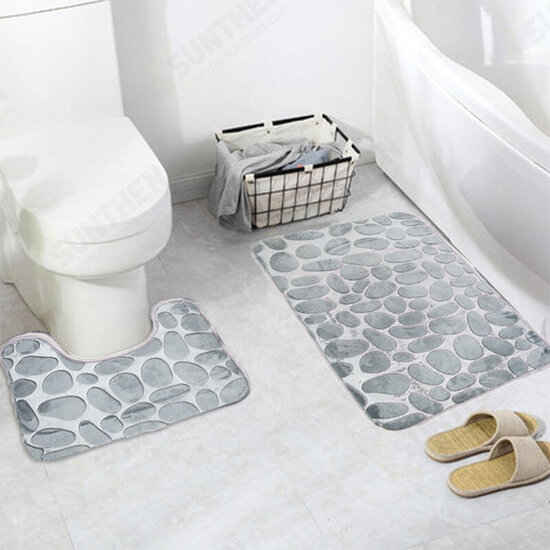 2pcs Flannel Toilet Lid Bath Rugs Soft Floor Home Anti Slip Liner Memory Foam Durable Cover Shower Carpets Bathroom Mat Set