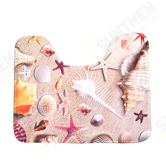 3 Sets Starfish Shell Toilet Carpet Bathroom Non-Slip Pad Toilet Seat Cushion Fabric