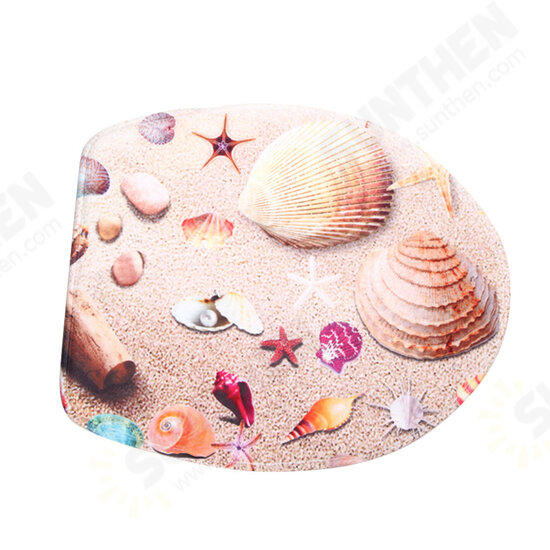 3 Sets Starfish Shell Toilet Carpet Bathroom Non-Slip Pad Toilet Seat Cushion Fabric