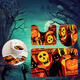 3PC Halloween Print Carpet Bathroom Non-Slip Pedestal Rug Lid Toilet Cover Bath Mat Set