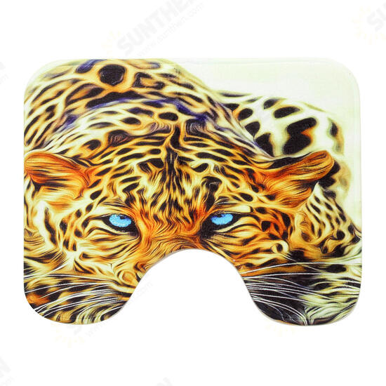 3PCS Leopard Panttern Home Bathroom Anti-slip Carpet Pad Rug Toilet Seat Covers Mat Set