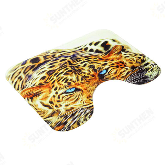 3PCS Leopard Panttern Home Bathroom Anti-slip Carpet Pad Rug Toilet Seat Covers Mat Set