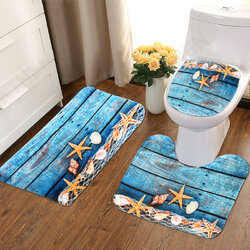 3PCS Starfish Wood No-slip Bathroom Pedestal Rug Lid Toilet Cover Bath Mat Set 3PCS Starfish Wood No-slip Bathroom Pedestal Rug Lid Toilet Cover Bath Mat Set