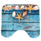 3PCS Starfish Wood No-slip Bathroom Pedestal Rug Lid Toilet Cover Bath Mat Set