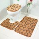 3Pcs 3D Stone Printed Bathroom Mats Set Toilet Carpets Coral Fleece Lid Toilet Seat Cover Pedestal Rug Shower Pad