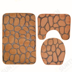 3Pcs 3D Stone Printed Bathroom Mats Set Toilet Carpets Coral Fleece Lid Toilet Seat Cover Pedestal Rug Shower Pad