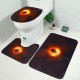 3Pcs Bath Mat Pedestal Non Slip Toilet Lid Black Cover Shower Bathroom Rug Set Carpet