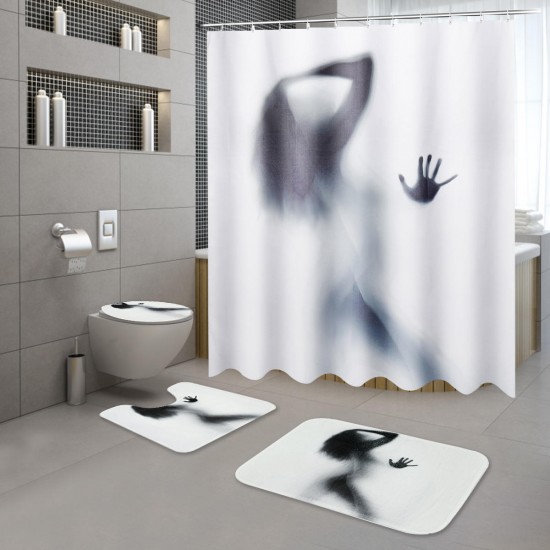 3Pcs/Set Bathroom Rug Mats Female Shadow Anti-slip Carpet Shower Toilet Rug Floor Mat
