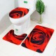 3pcs 3D Rose Bathroom Floor Mat Set Anti Slip Rug, Shower Bath Mat ,Toilet Lid Cover