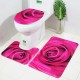 3pcs 3D Rose Bathroom Floor Mat Set Anti Slip Rug, Shower Bath Mat ,Toilet Lid Cover