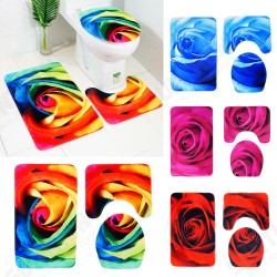 3pcs 3D Rose Bathroom Floor Mat Set Anti Slip Rug, Shower Bath Mat ,Toilet Lid Cover 3pcs 3D Rose Bathroom Floor Mat Set Anti Slip Rug, Shower Bath Mat ,Toilet Lid Cover